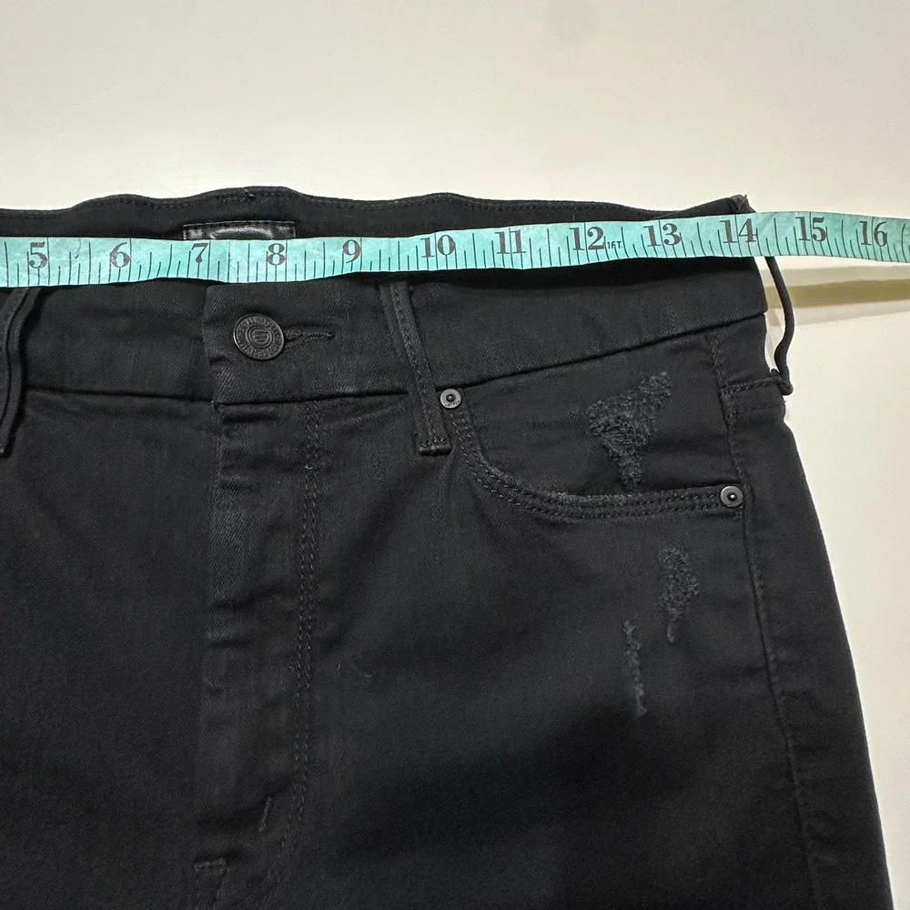 MOTHER Looker‎ Ankle Fray Jeans Black Guilty as Sin Women's Size 29 Distressed